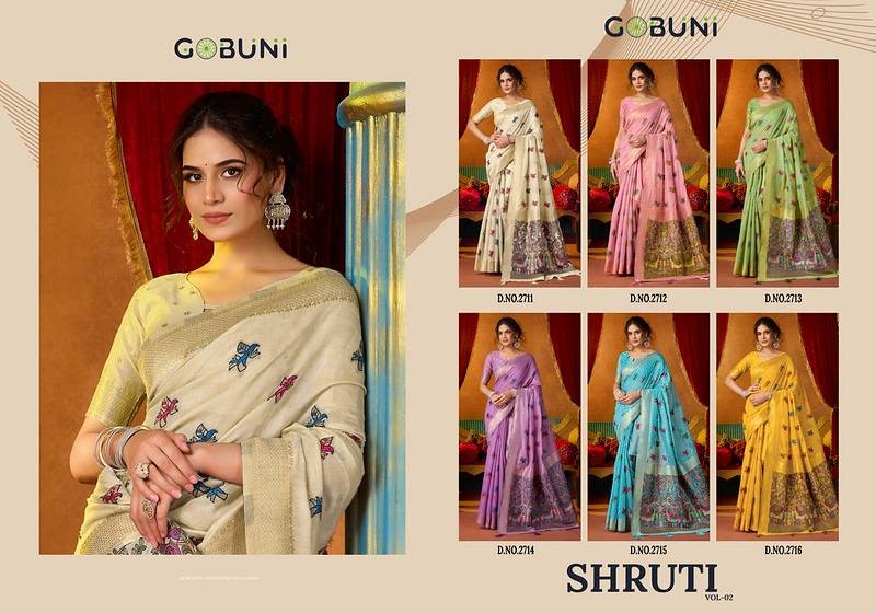 SHRUTI VOL 2 BY GOBUNI 2711 TO 2716 Series Indian Traditional Wear Collection Beautiful Stylish Fancy Colorful Occasional Wear Silk Sarees At Wholesale Price